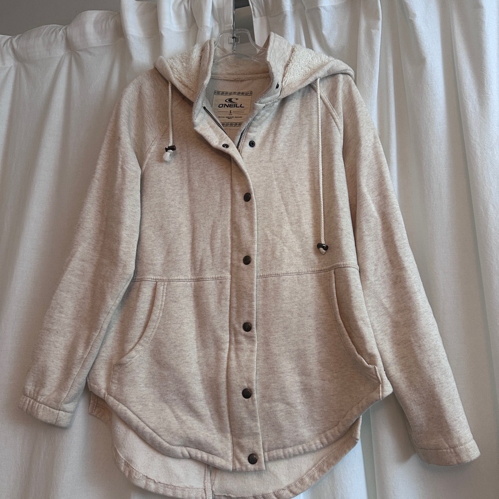 O'Neill Light Cream Hooded Snap Jacket
